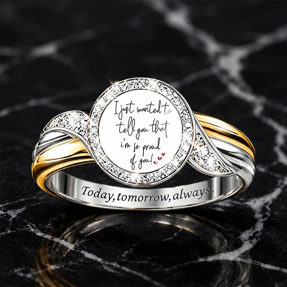 Two-Tone Crystal Message Ring