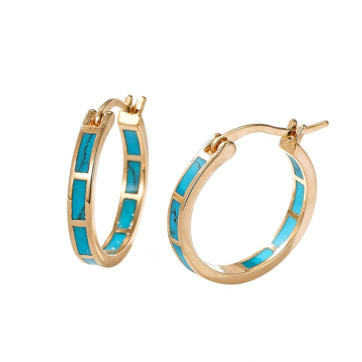 Turquoise Inlay Hoop Earrings