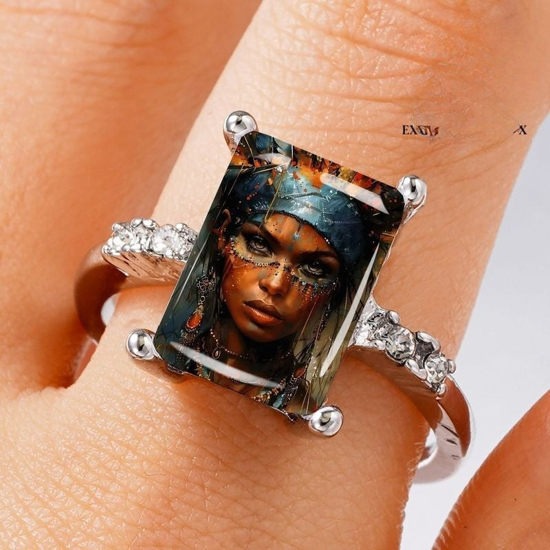 Colorful Goddess Portrait Ring