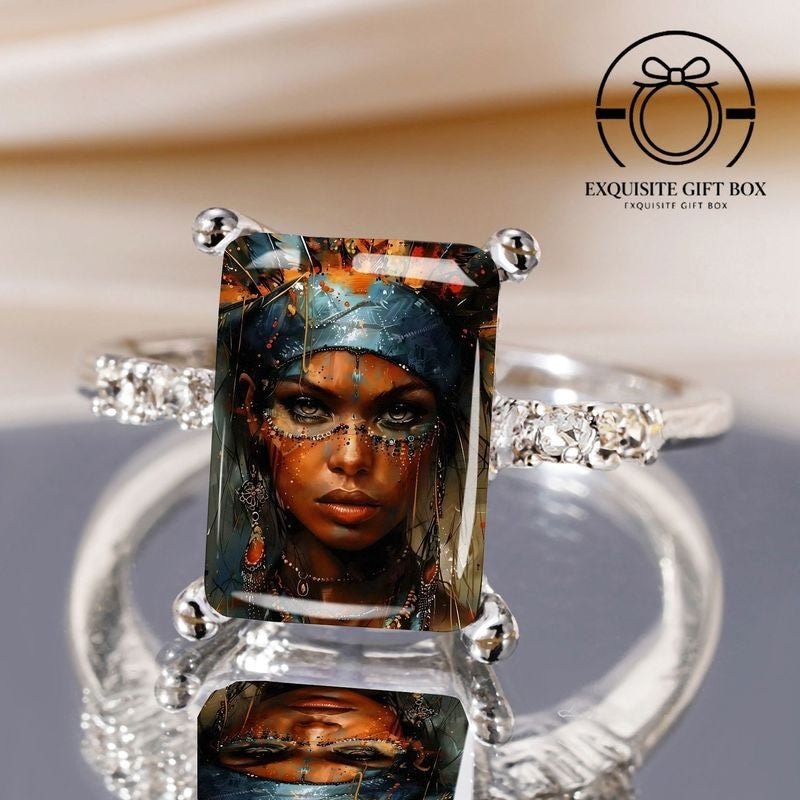 Colorful Goddess Portrait Ring