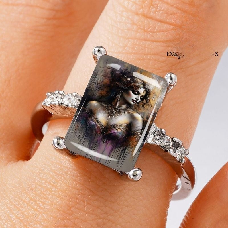 Artistic Woman Rectangle Ring