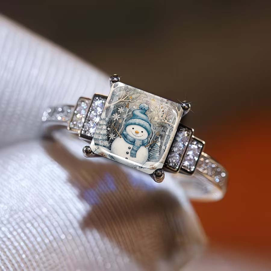 Winter Snowman Square Ring
