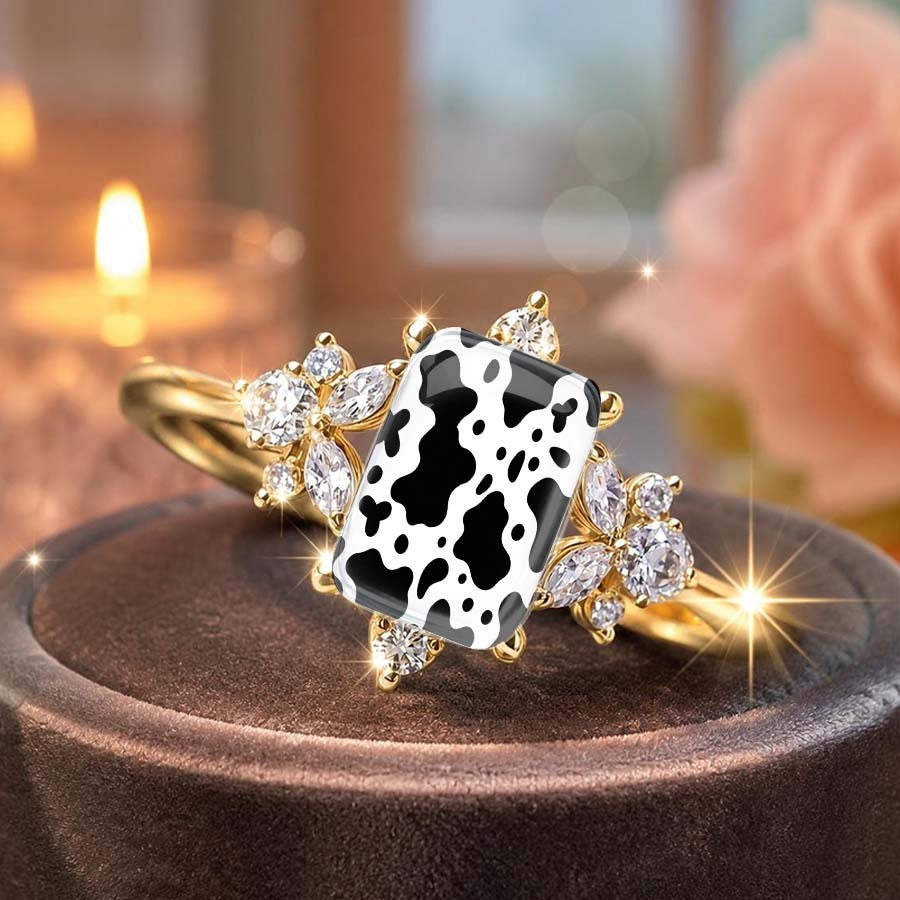 Cow Print Rectangular Ring