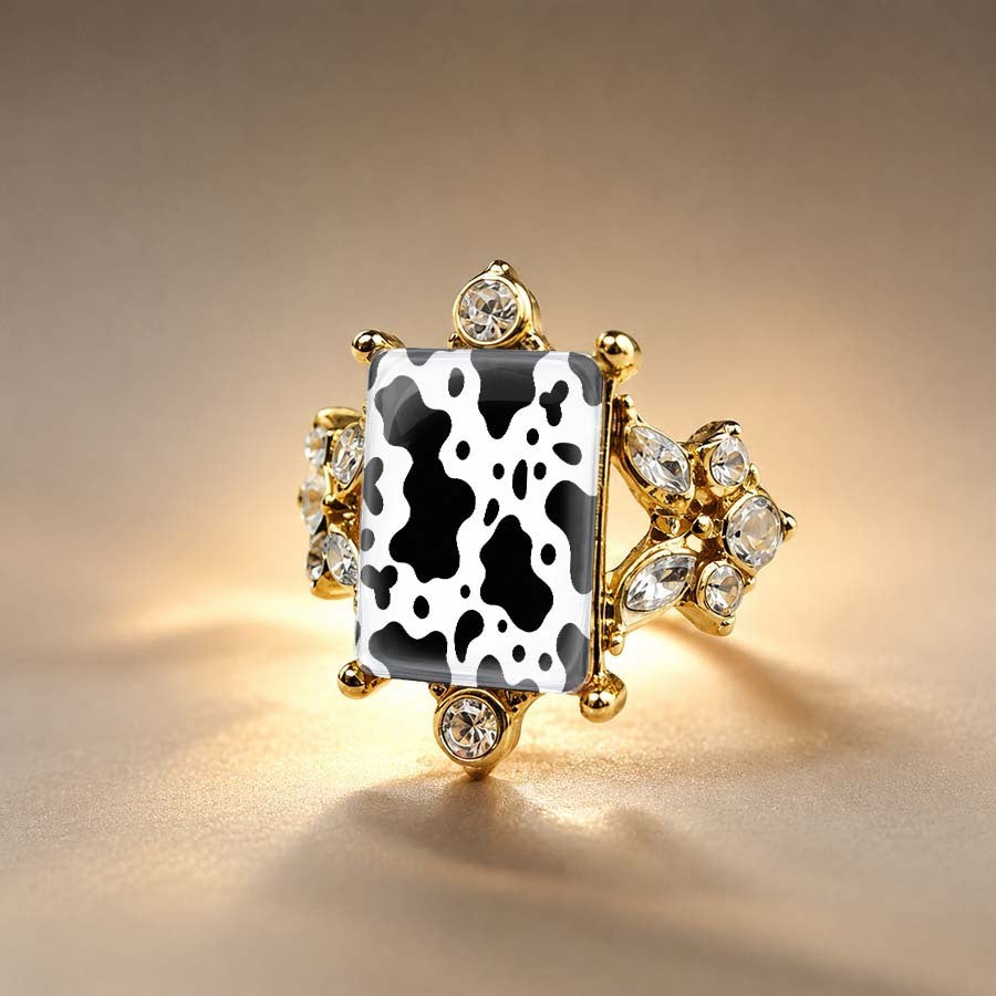 Cow Print Rectangular Ring