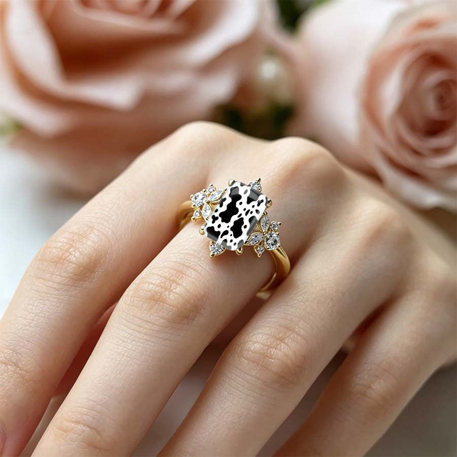 Cow Print Rectangular Ring