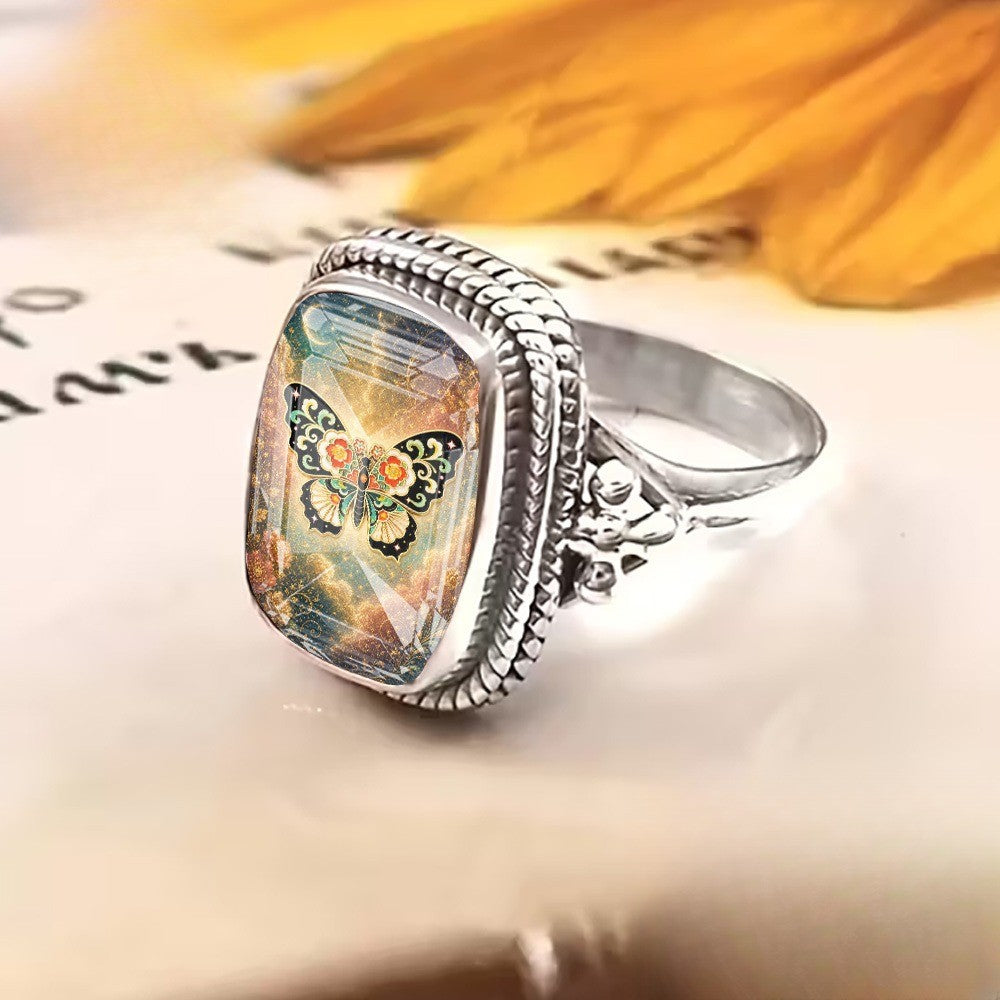 Galaxy Butterfly Square Ring