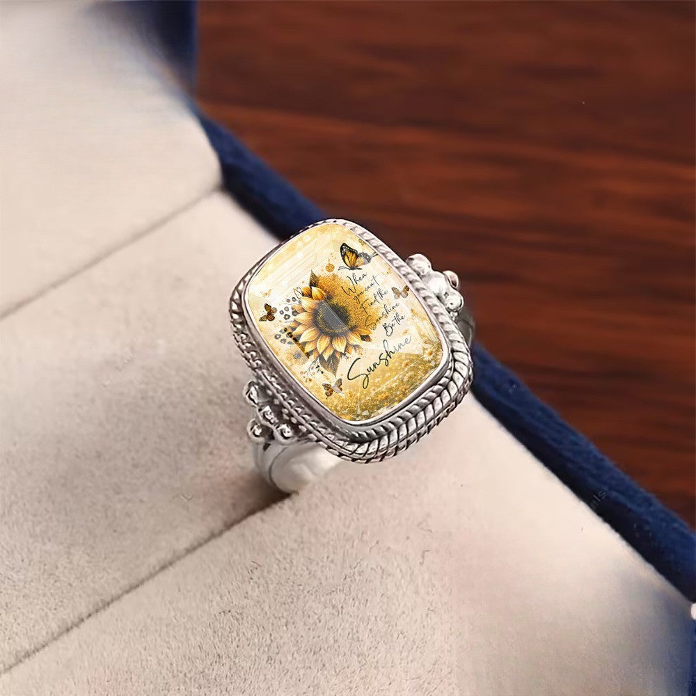 Sunflower Quote Square Ring