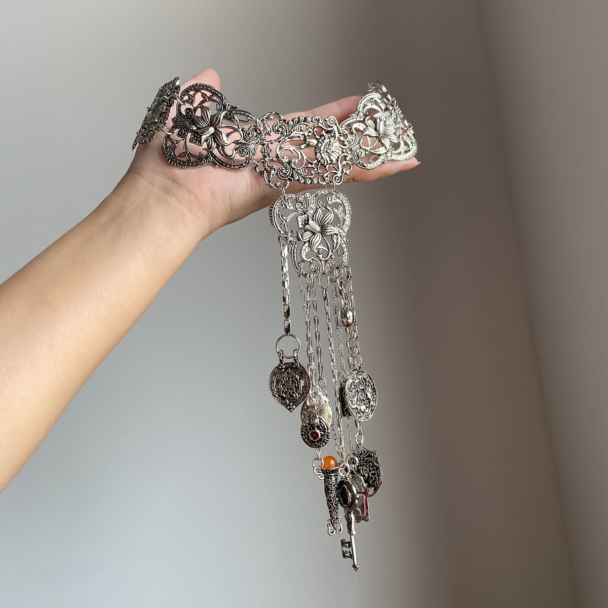 Floral Filigree Tassel Necklace