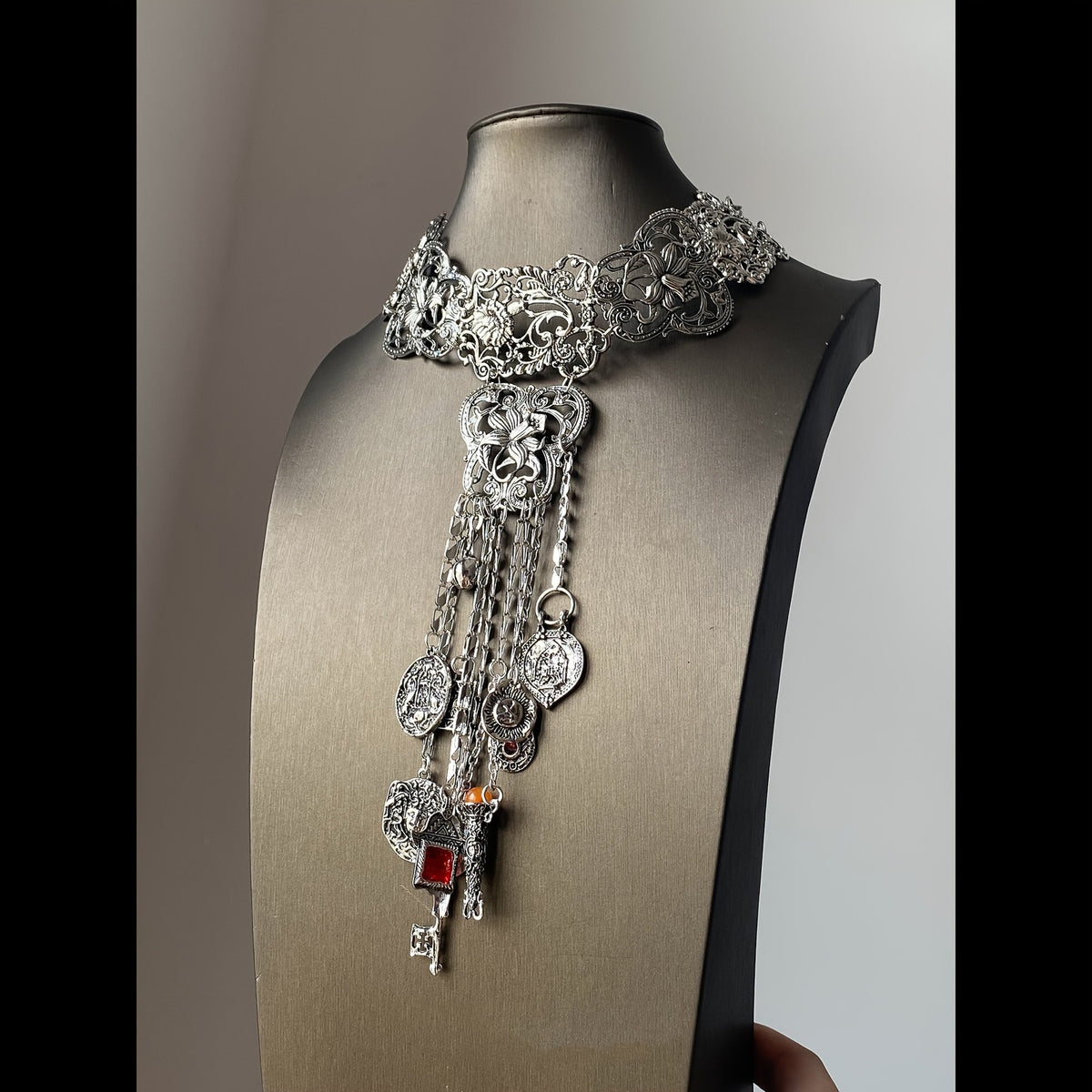 Floral Filigree Tassel Necklace