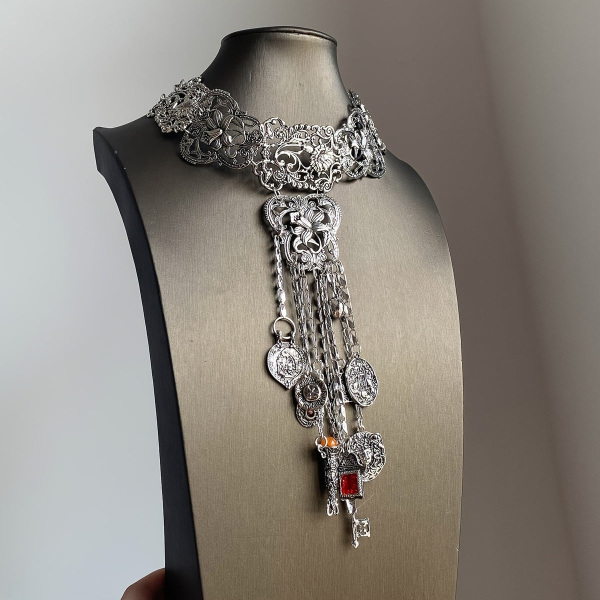Floral Filigree Tassel Necklace