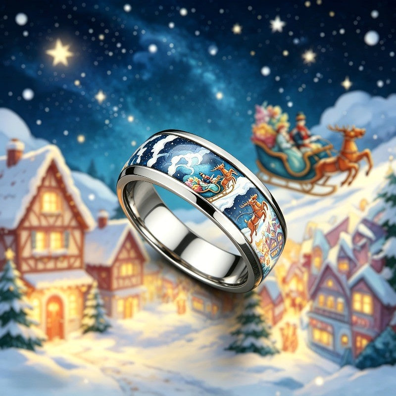Winter Sleigh Scene Ring