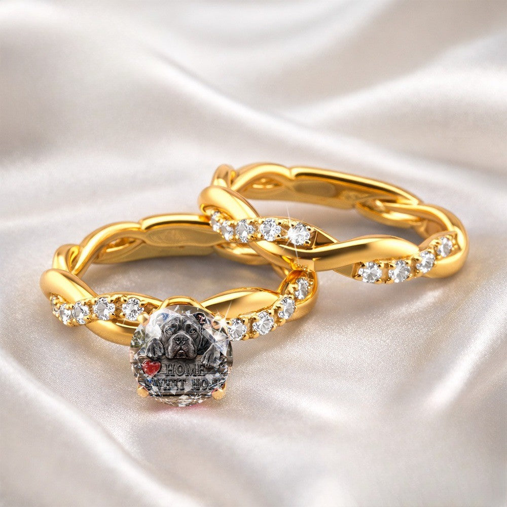 Gray Dog Crystal Statement Ring