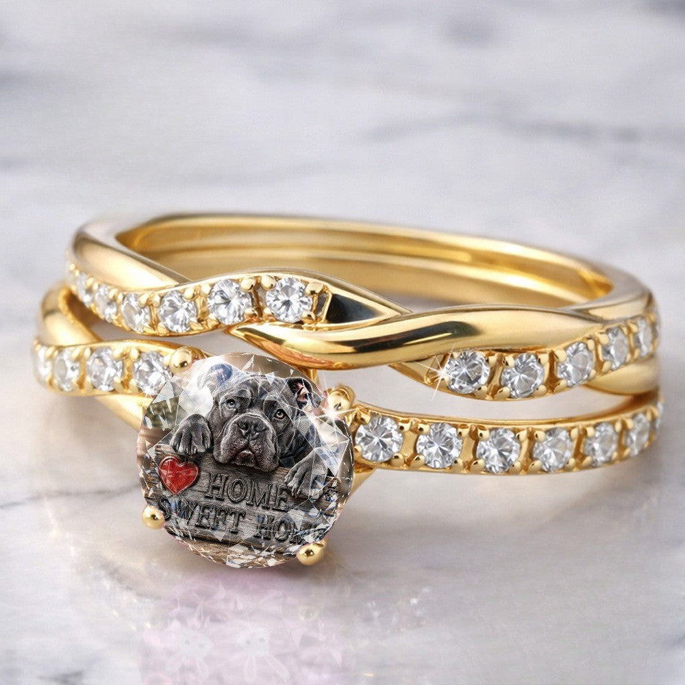 Gray Dog Crystal Statement Ring