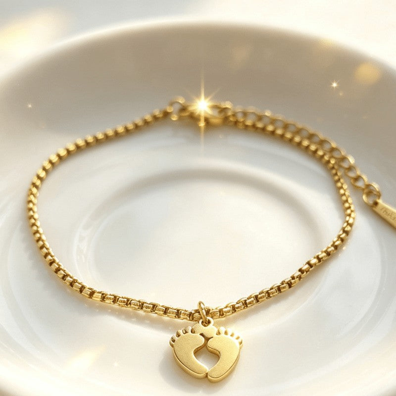 Footprint Heart Anklet