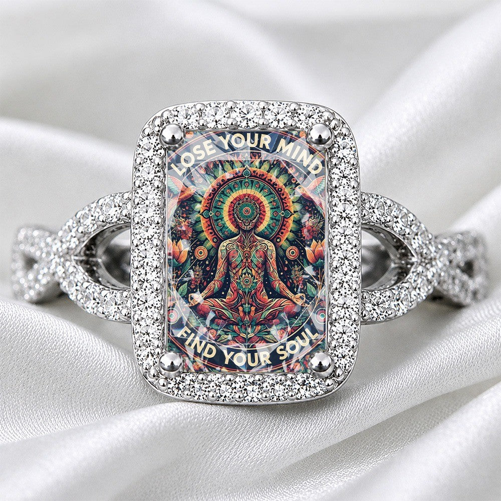 Colorful Meditating Figure Square Ring