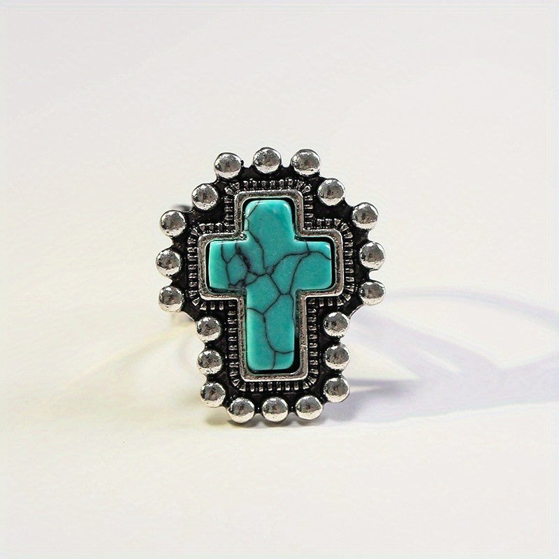 Turquoise Cross Statement Ring