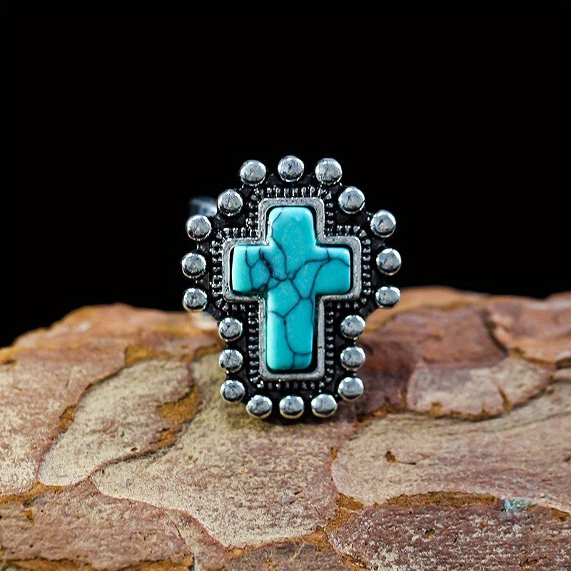 Turquoise Cross Statement Ring