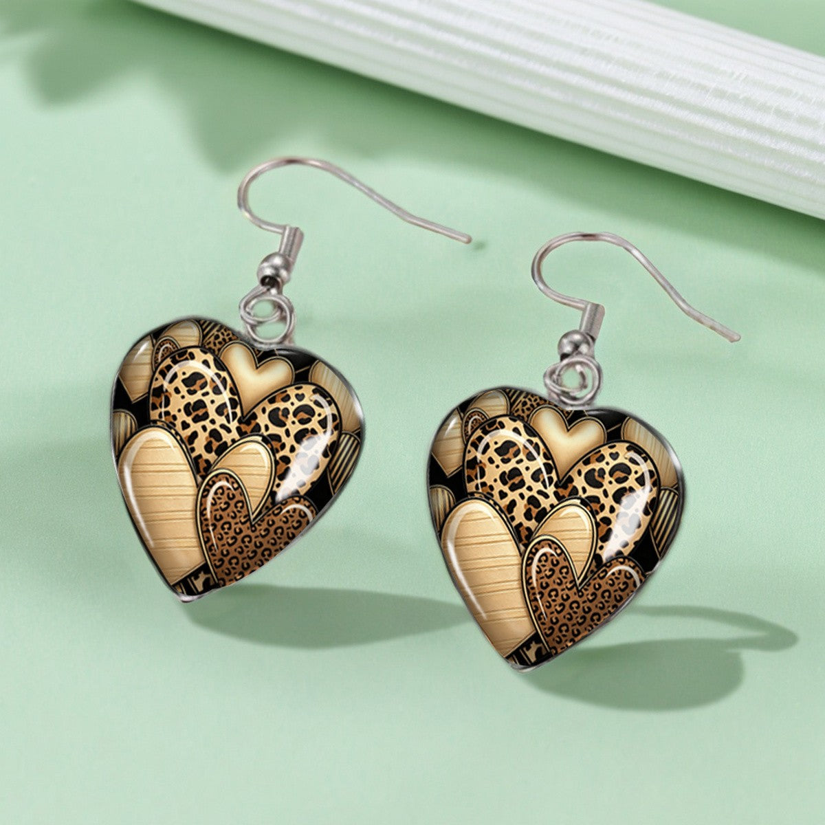 Layered Heart Pattern Drop Earrings
