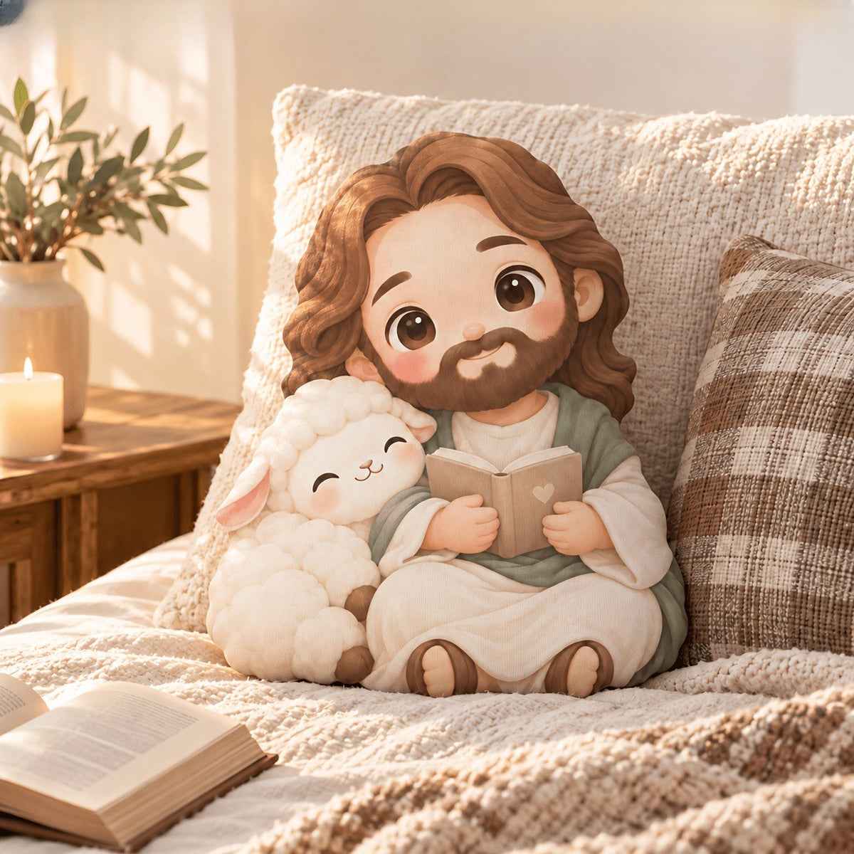 Shepherd & Lamb Shaped Pillow