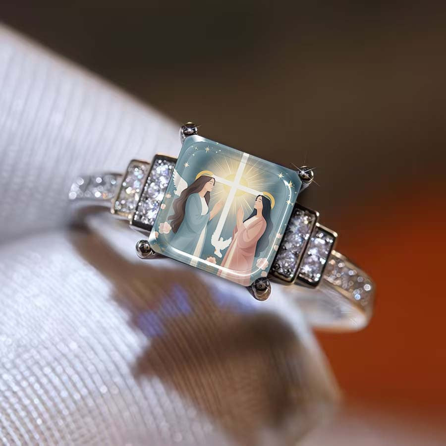 Angel & Cross Square Ring