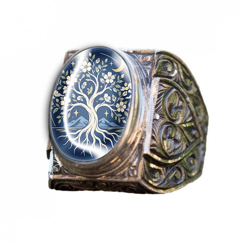 Midnight Tree of Life Statement Ring