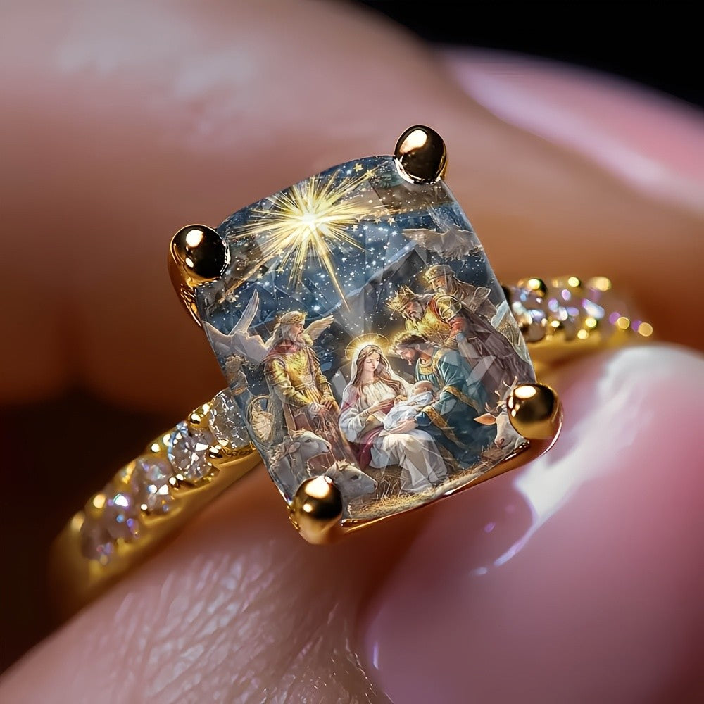 Nativity Scene Square Ring