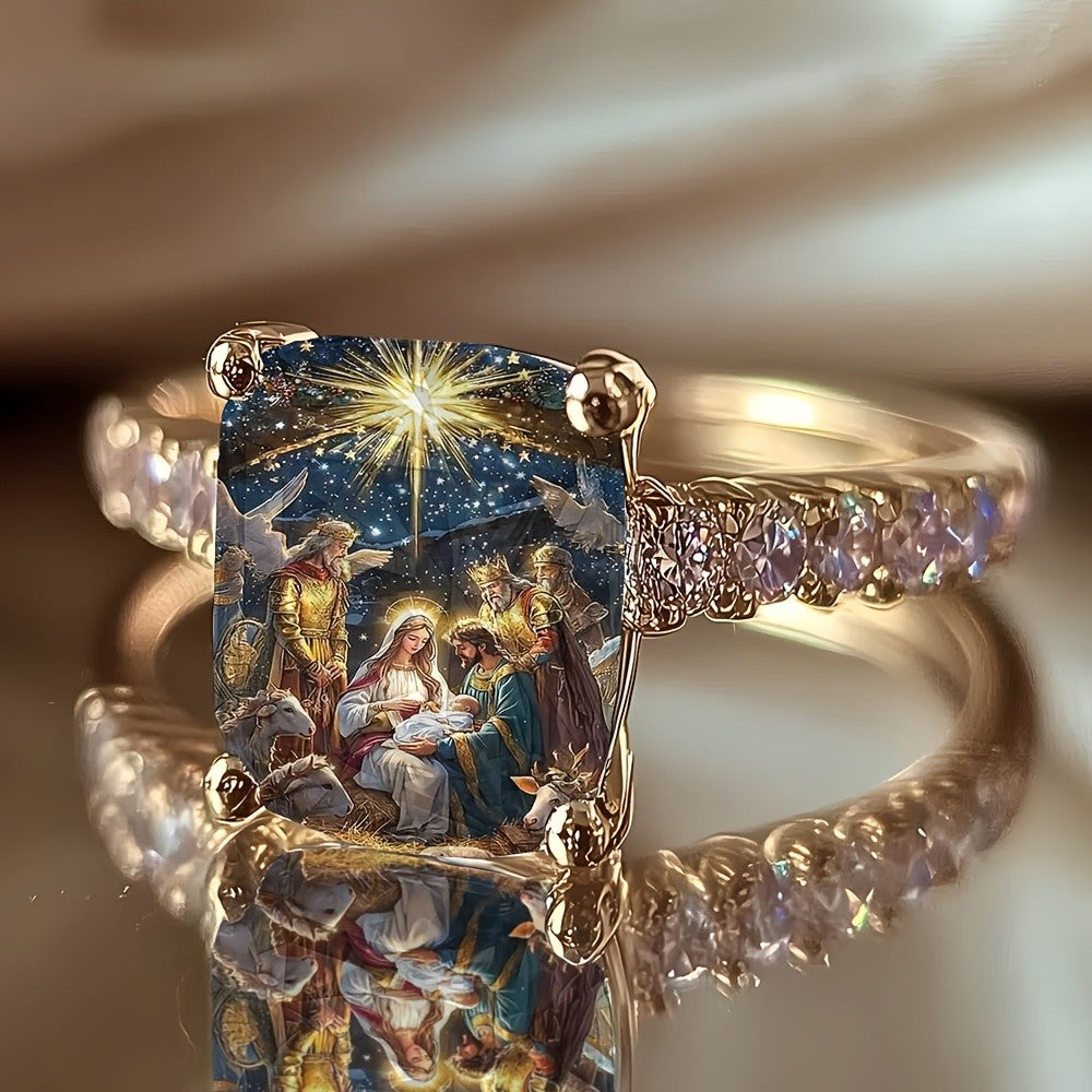 Nativity Scene Square Ring