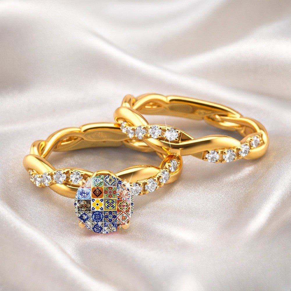 Colorful Mosaic Twisted Ring