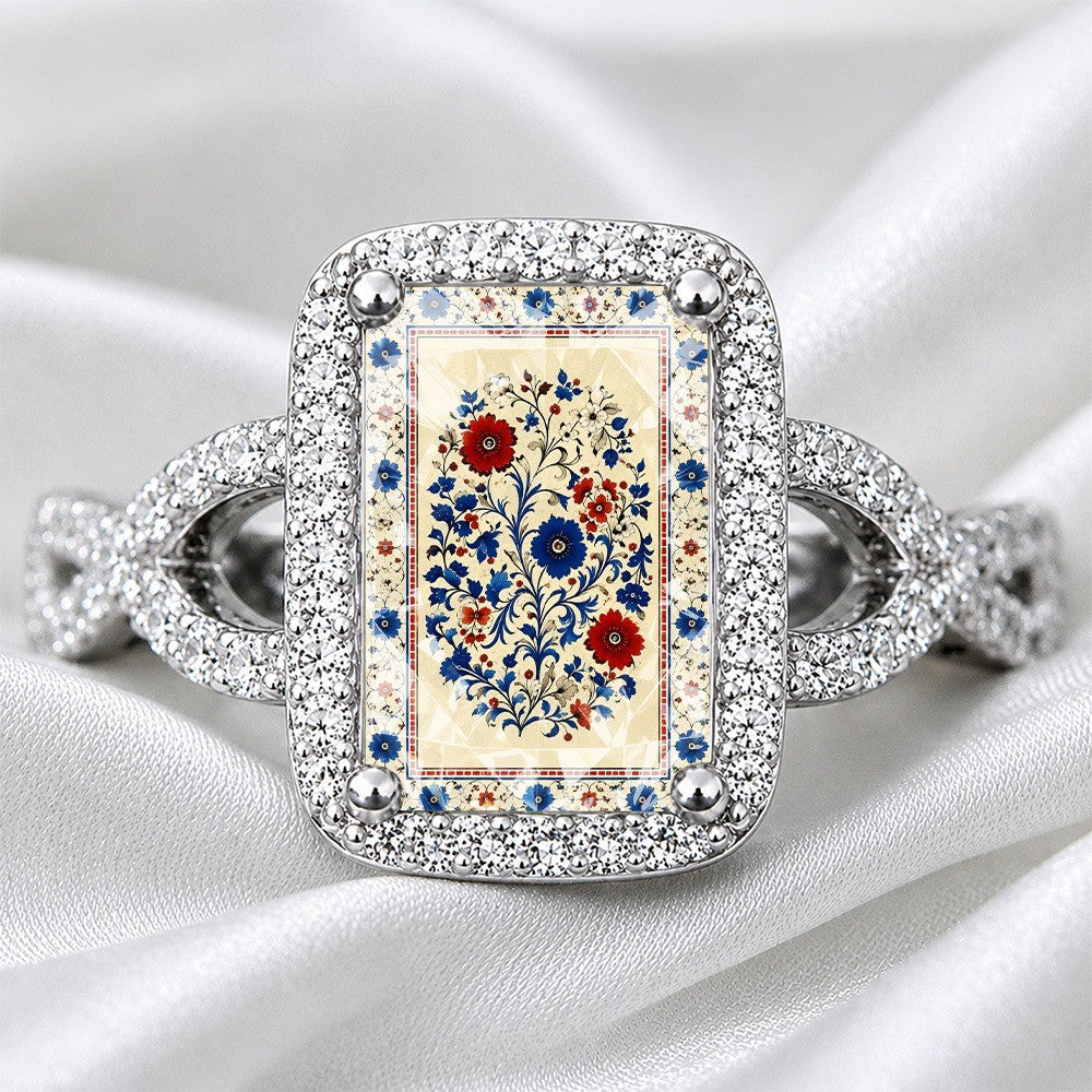 Floral Mosaic Square Ring