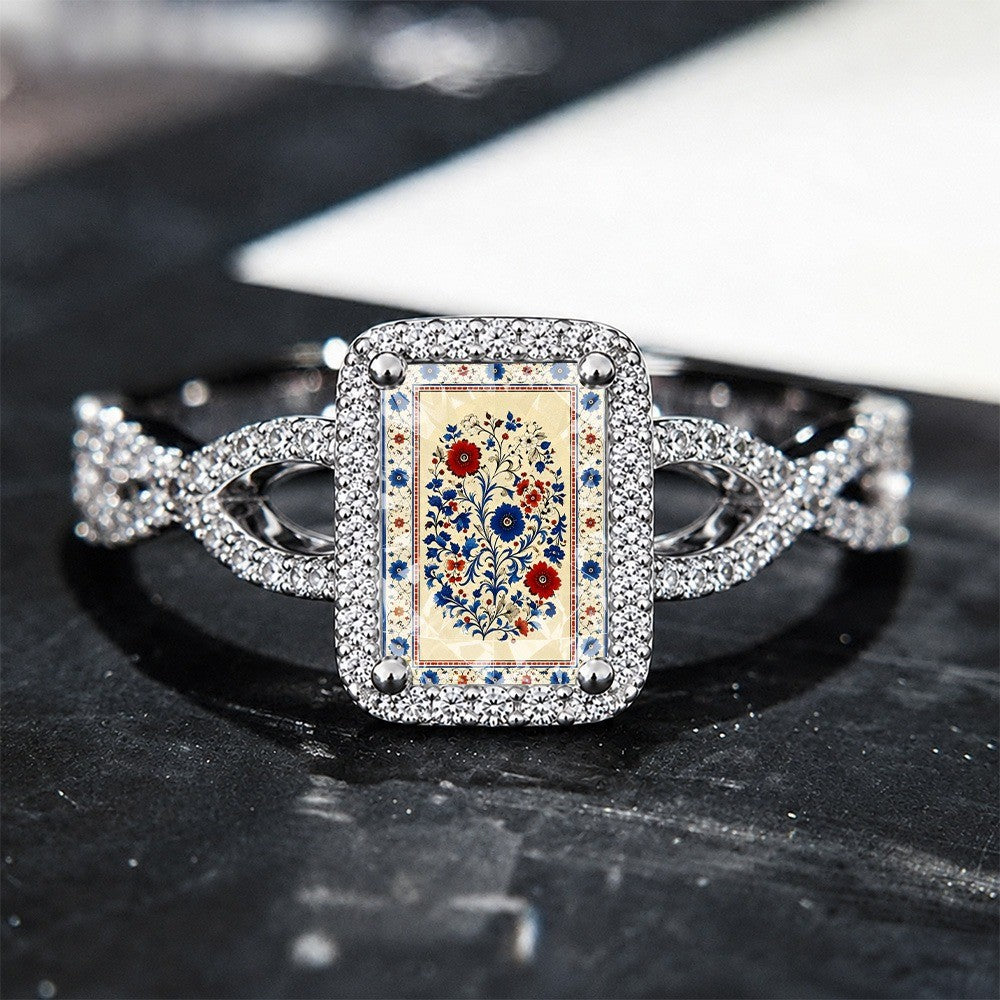 Floral Mosaic Square Ring