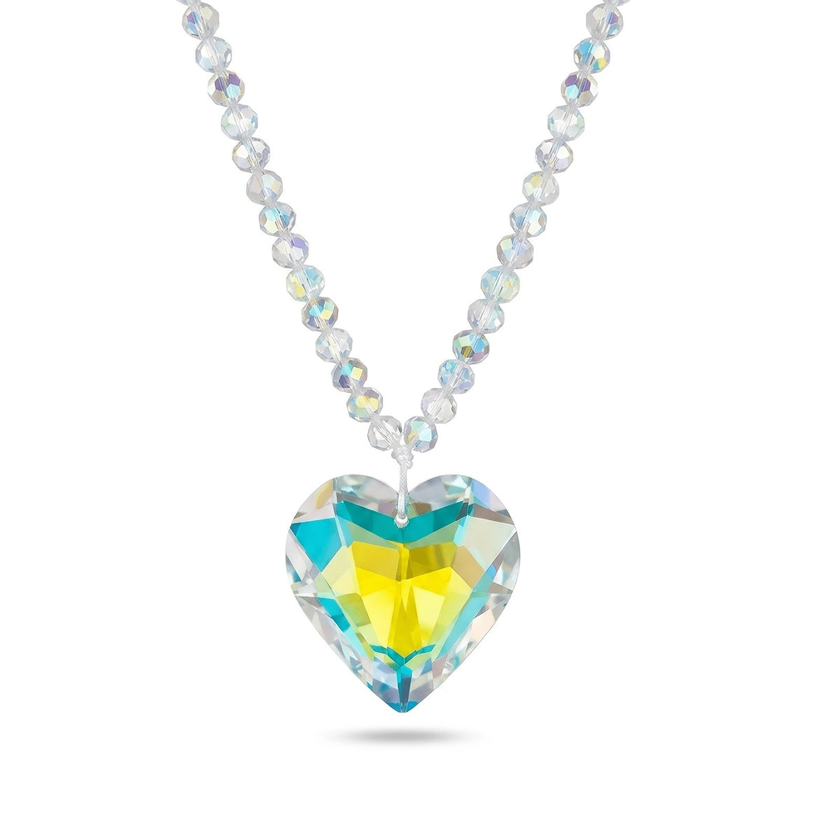 Yellow Heart Crystal Beaded Necklace