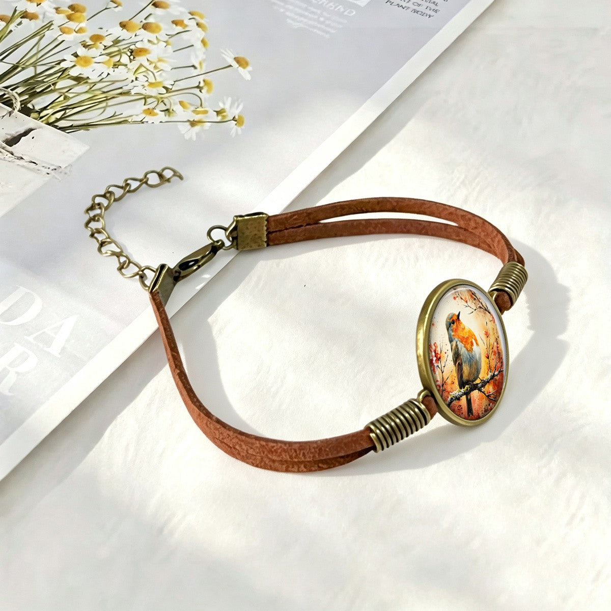 Robin Bird Glass Dome Bracelet