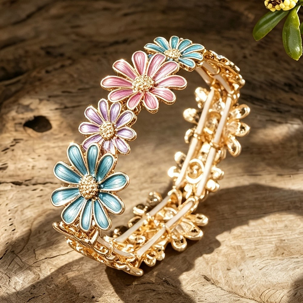 Multicolor Enamel Flower Jewelry Set