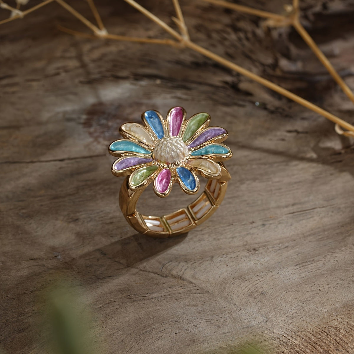 Multicolor Enamel Flower Jewelry Set
