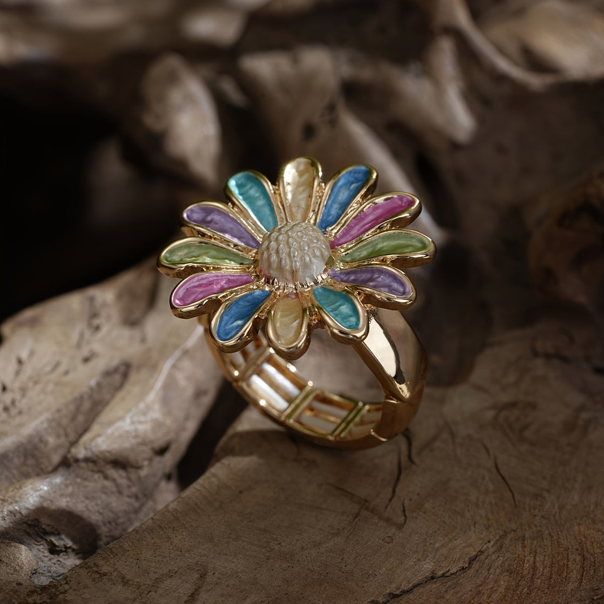 Multicolor Enamel Flower Jewelry Set