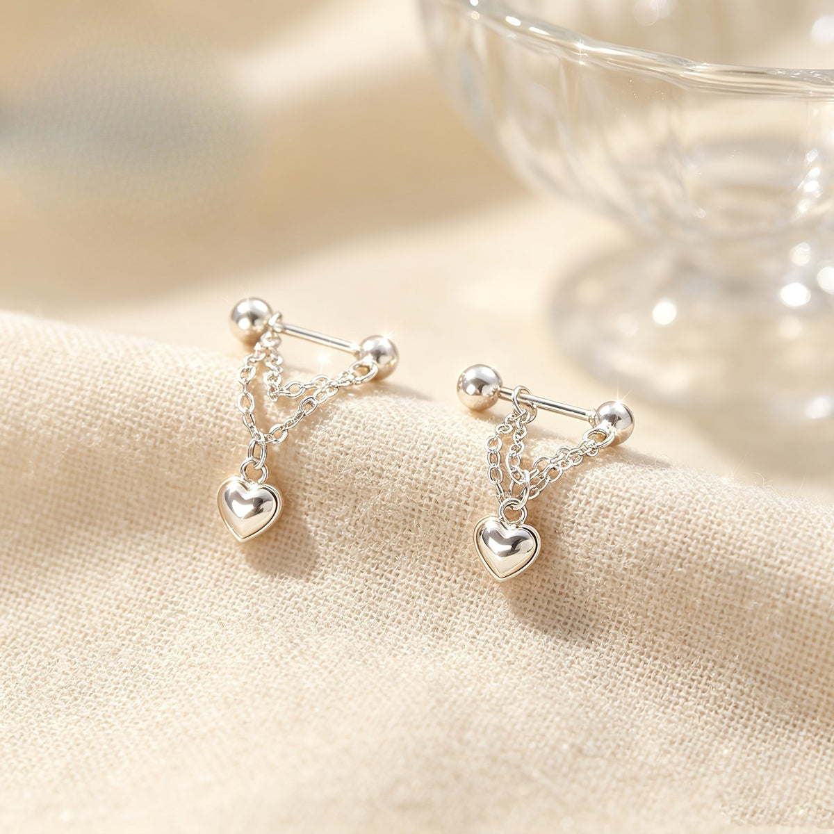 Heart Chain Drop Earrings