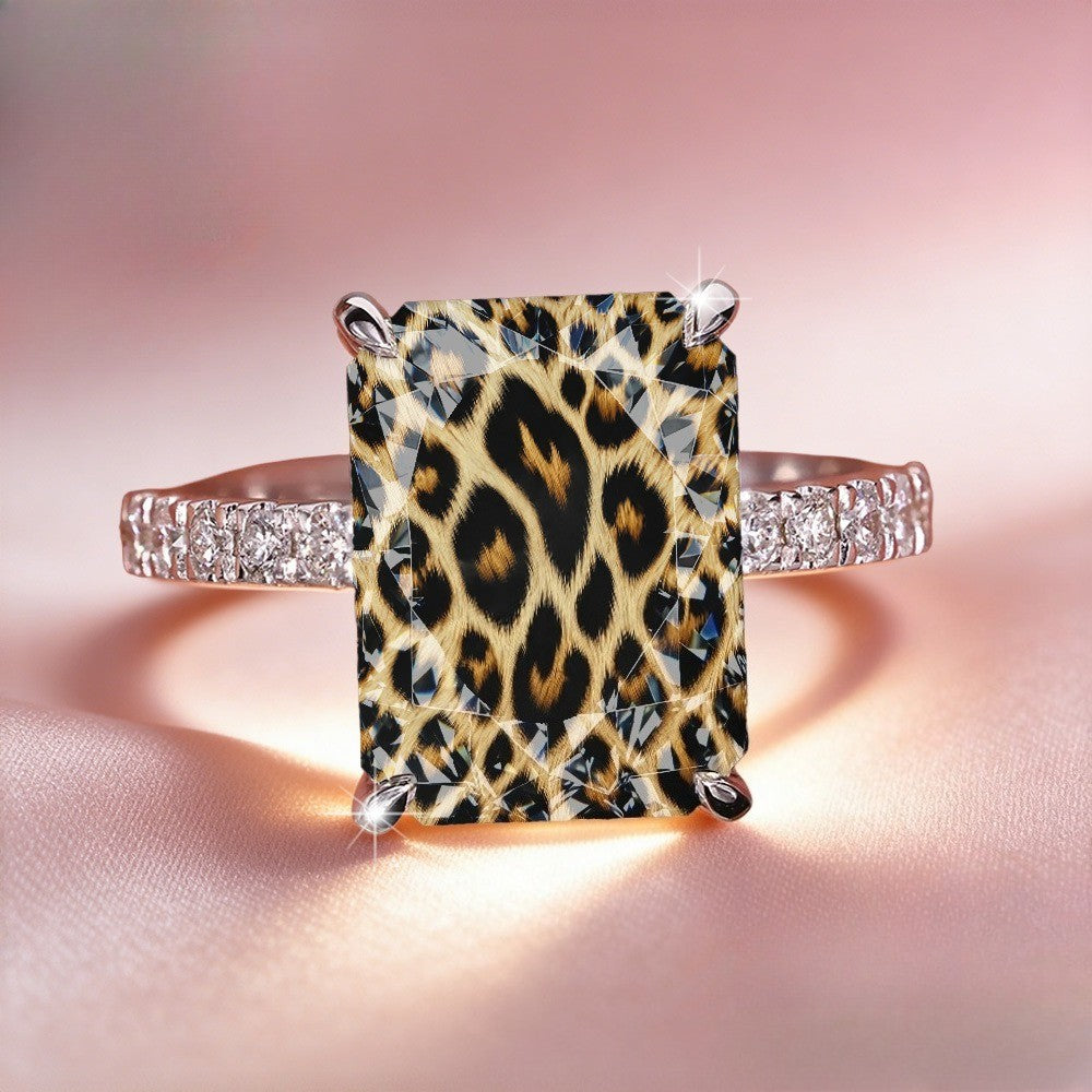 Leopard Print Square Ring