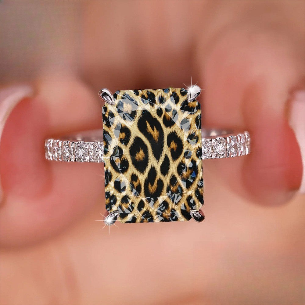Leopard Print Square Ring