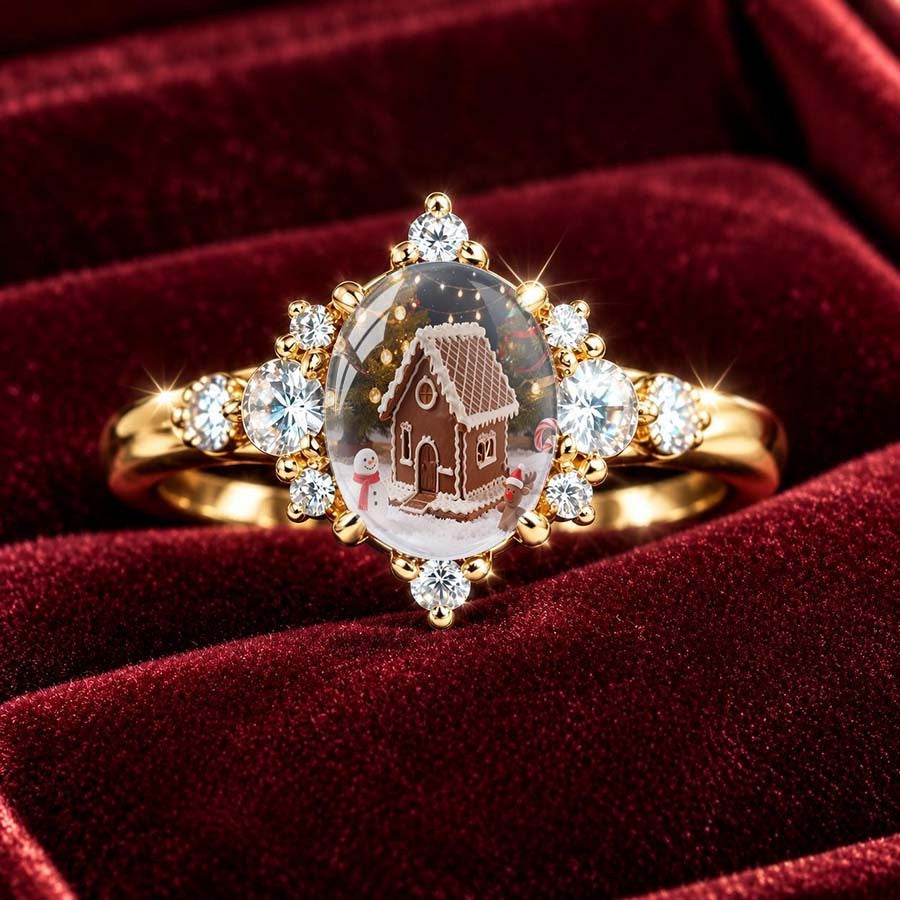 Gingerbread House Oval Ring
