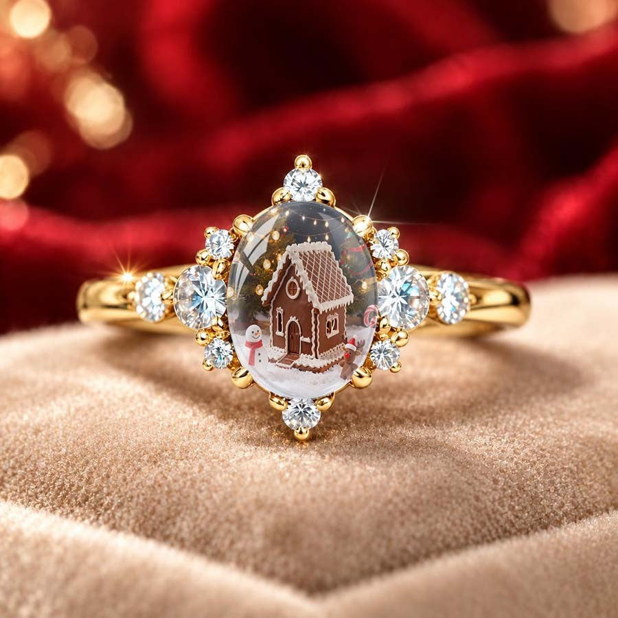 Gingerbread House Oval Ring