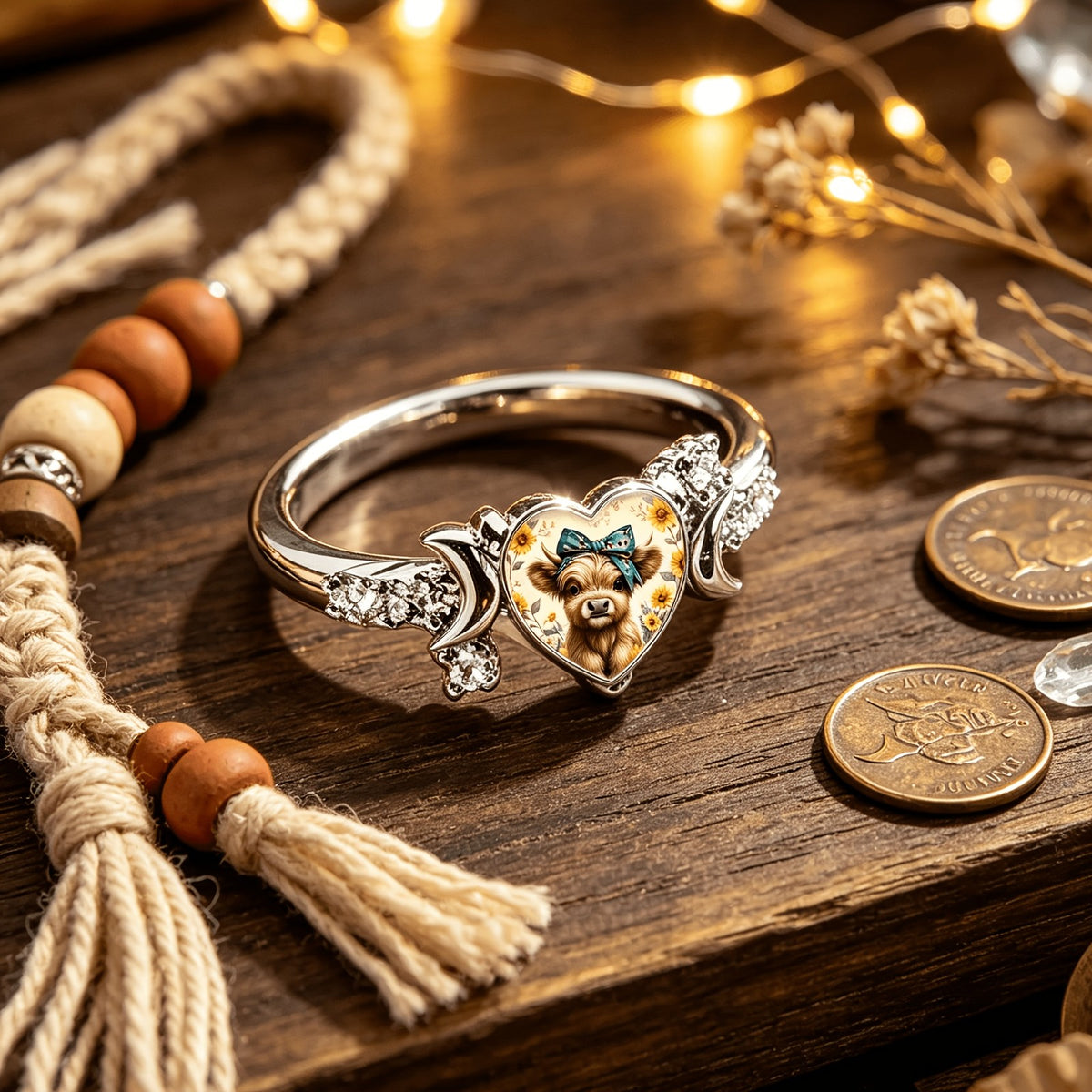Heart Calf Portrait Ring