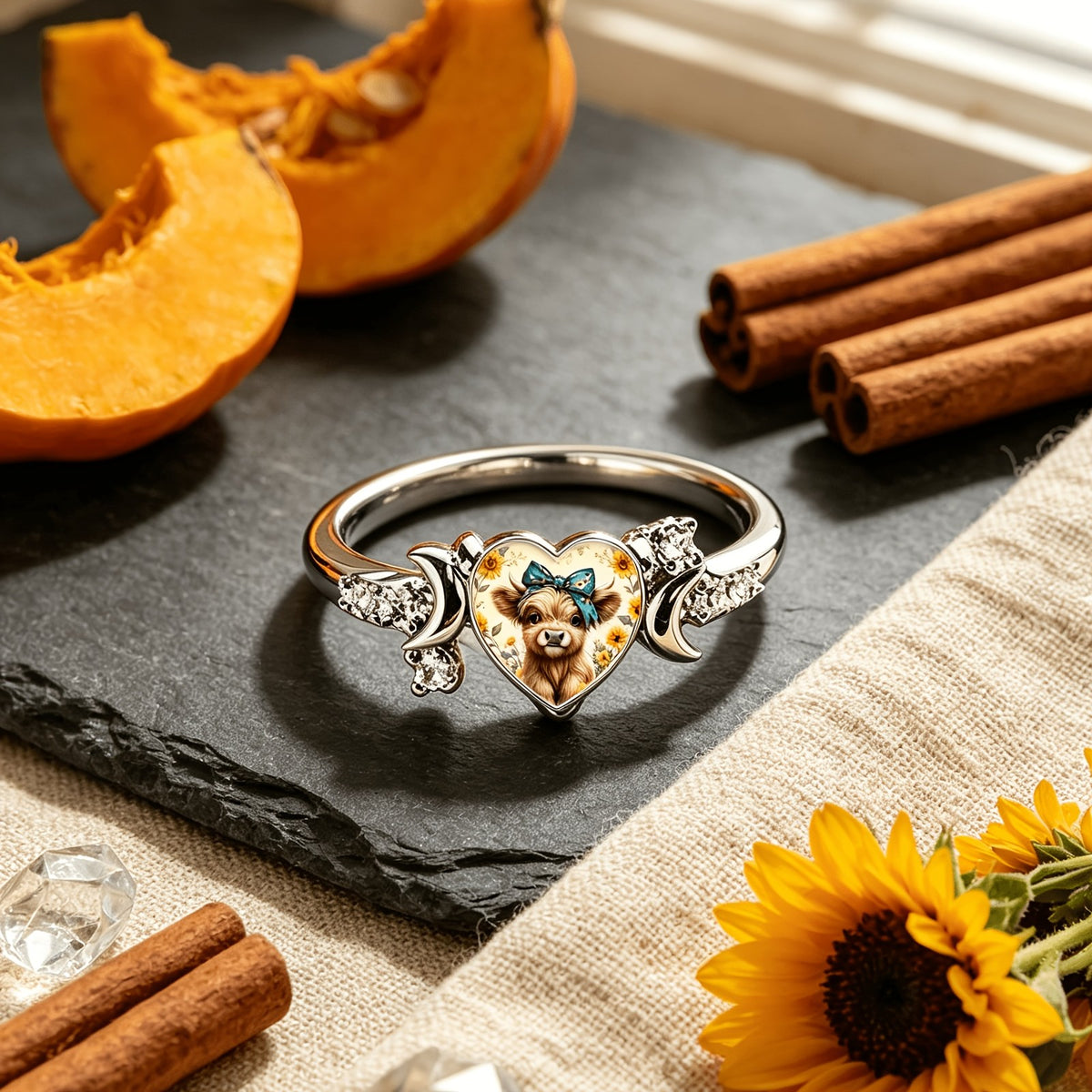 Heart Calf Portrait Ring