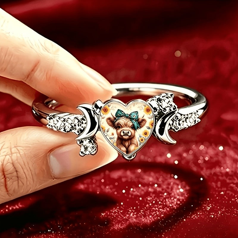 Heart Calf Portrait Ring