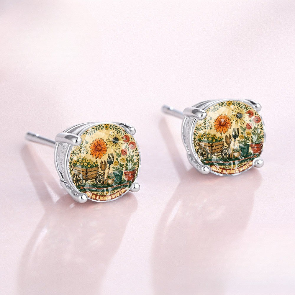 Garden Scene Stud Earrings
