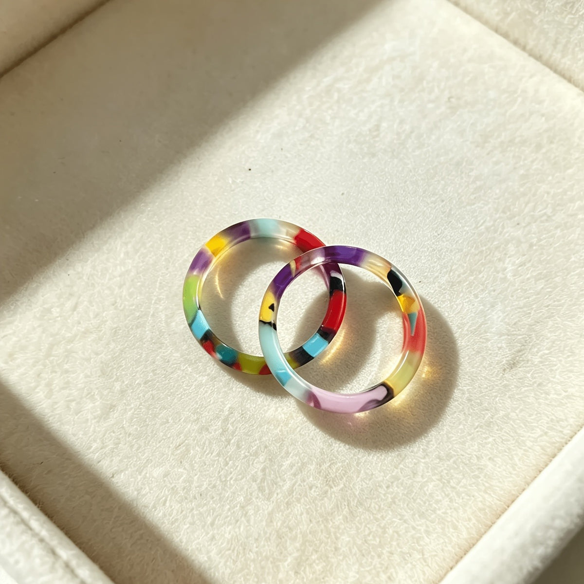 Multicolor Swirl Resin Ring Set