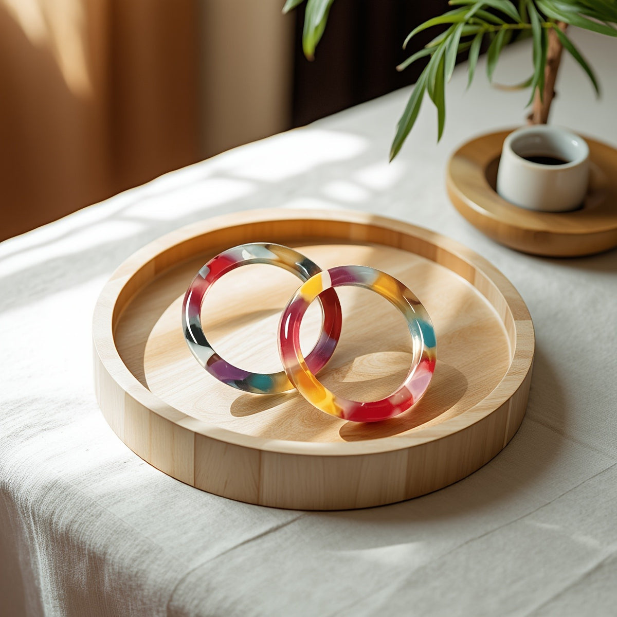 Multicolor Swirl Resin Ring Set