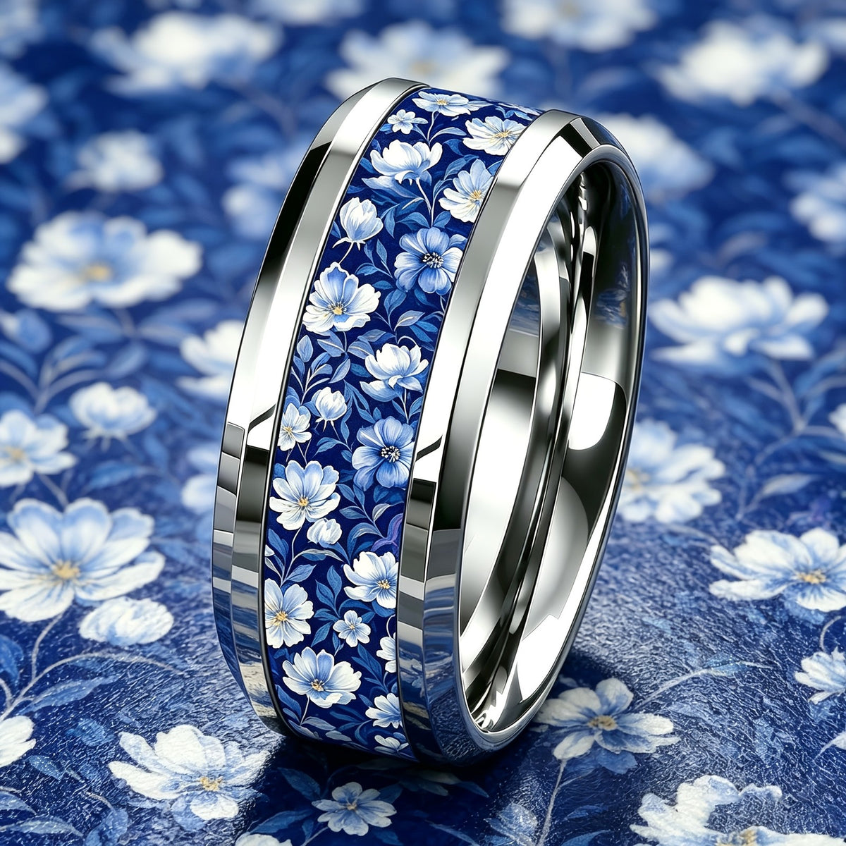 Blue Floral Vine Ring