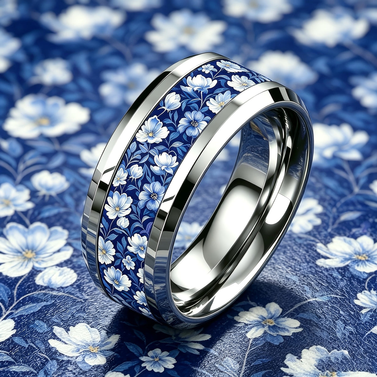 Blue Floral Vine Ring