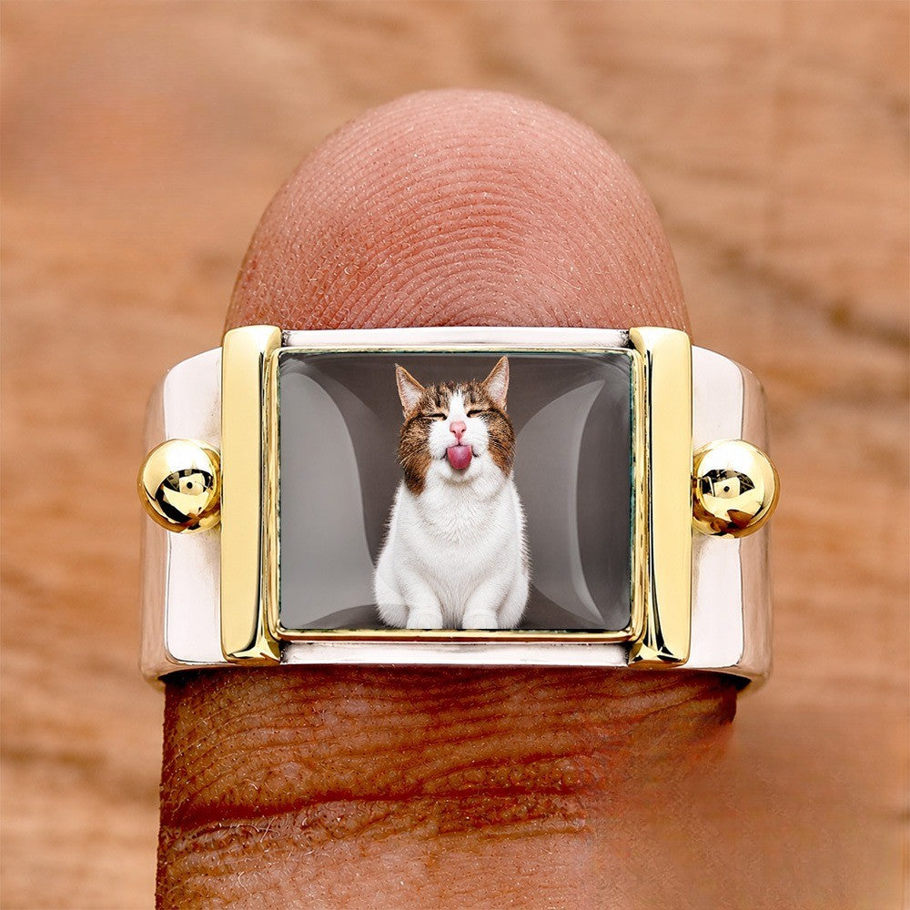 Tongue Out Cat Square Ring