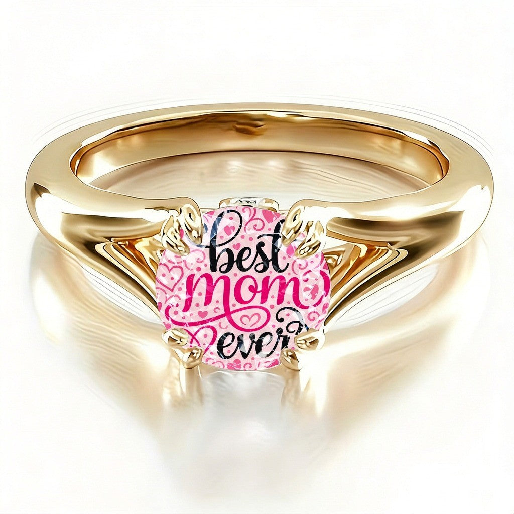 Pink Heart Best Mom Ring